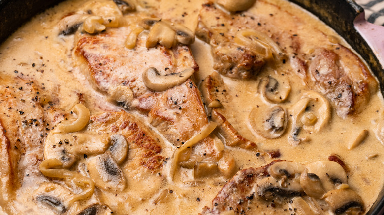 creamy mushroom sauce with pork