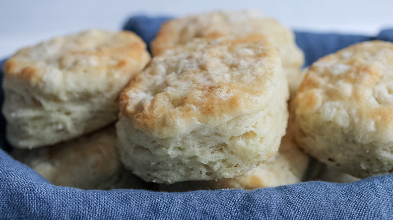 Fluffy biscuits in basket