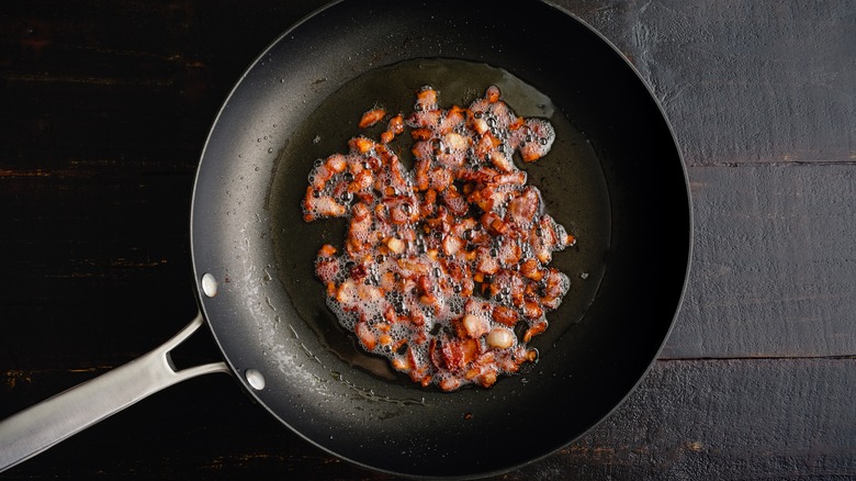 bacon bits rendering in pan