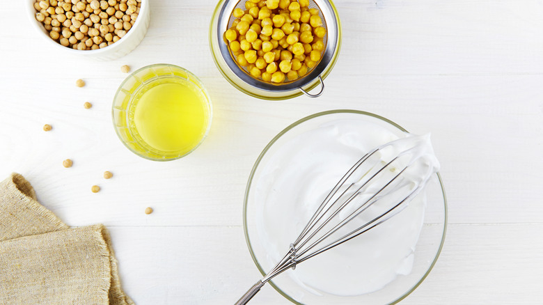 whipped aquafaba, chickpeas