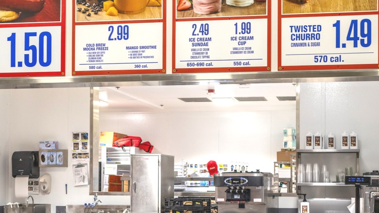 Costco food court menu board