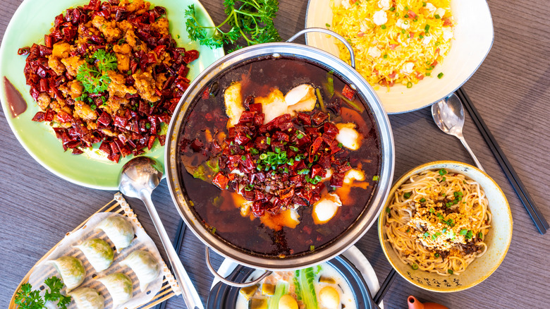 Sichuan dishes on a table