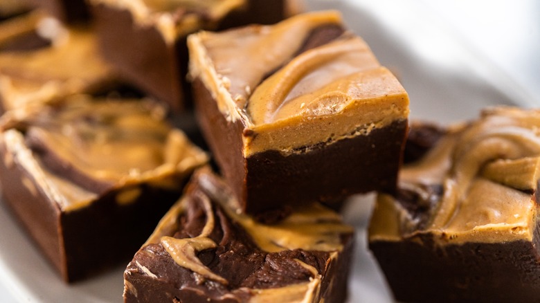 peanut-butter marbled chocolate fudge squares