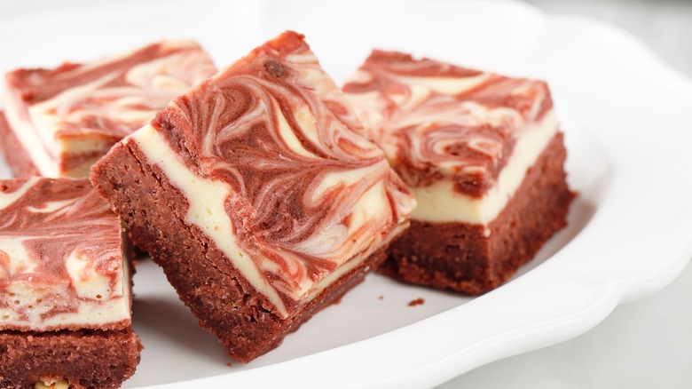 marbled fudge on a white plate