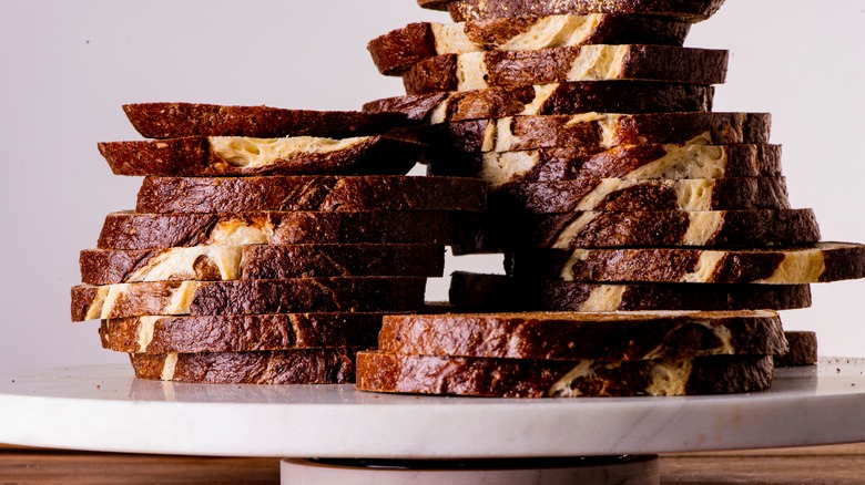 Slices of marble rye bread