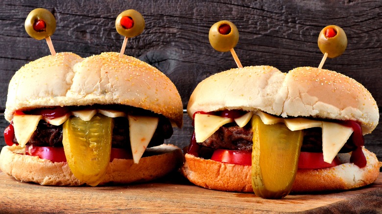 monster decorated burger