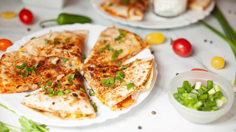 quesadilla wedges on plate