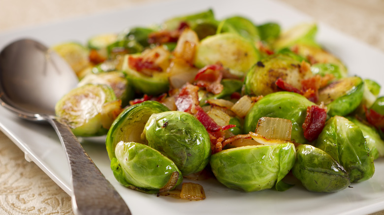 Brussels sprouts with bacon and onions