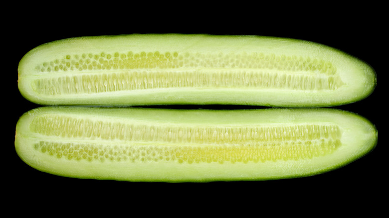 halved cucumber