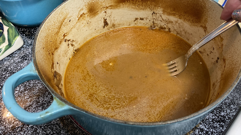 homemade gravy in a pot