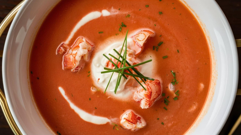 A bowl of lobster bisque.