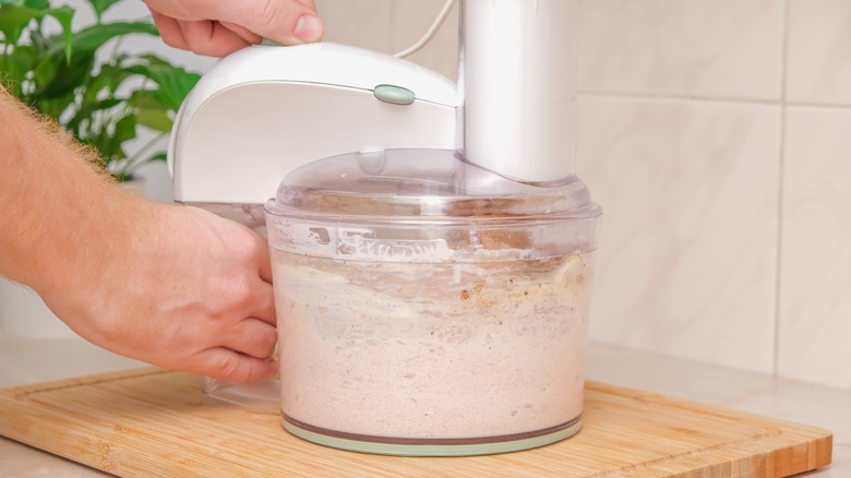 mixing dough in food processor