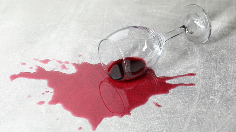 spilled red wine