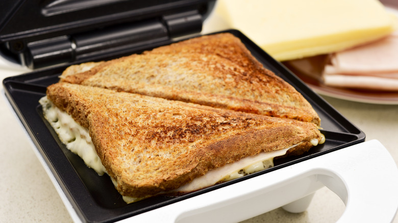 Toasted cheese sandwich in jaffle maker