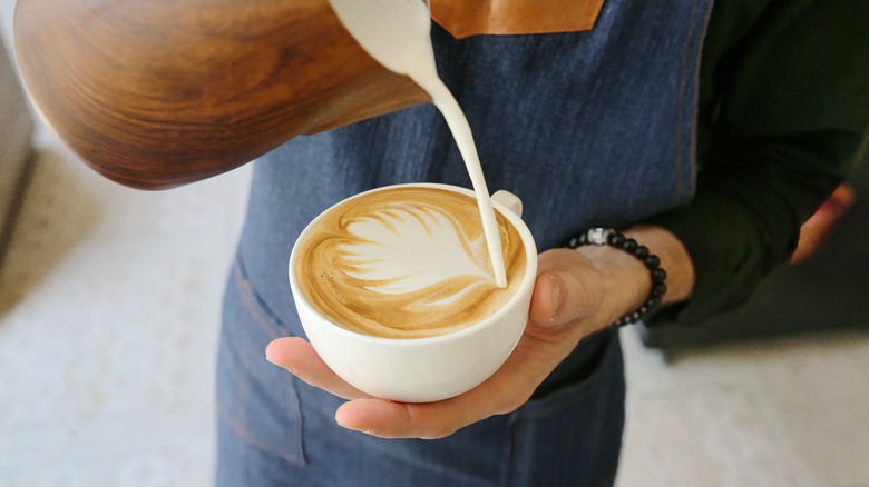 Coffee art with coffee creamer