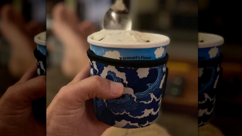 Had holding ice cream pint in koozie