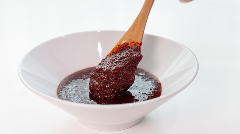 Gochujang in bowl and spoon