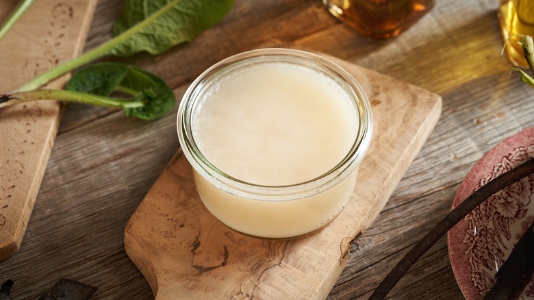 Lard in glass jar