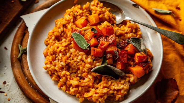 Vegan butternut squash sage risotto