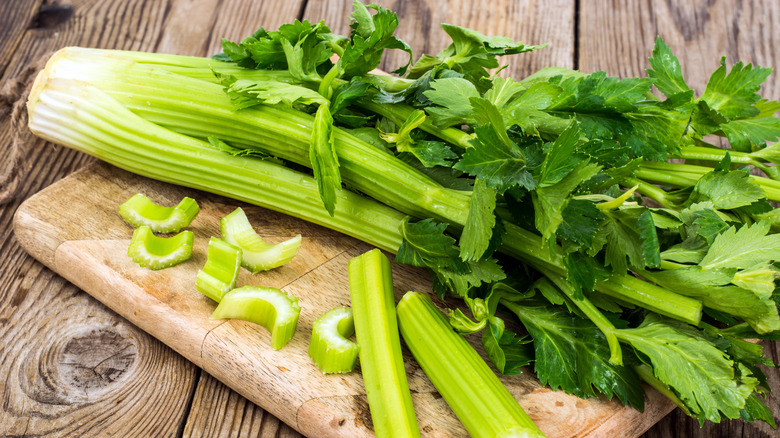 Celery stalks and leaves