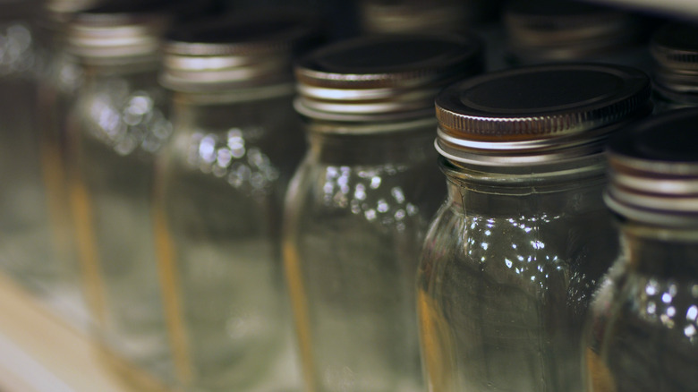 mason jars on a shelf 