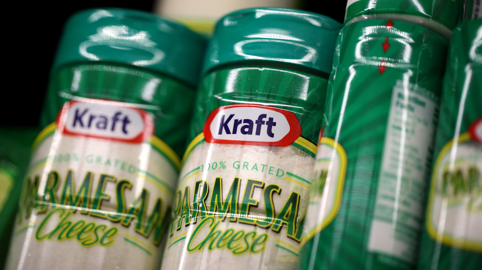 Kraft Parmesan Cheese brand in plastic shaker container. Prepared News  Photo - Getty Images