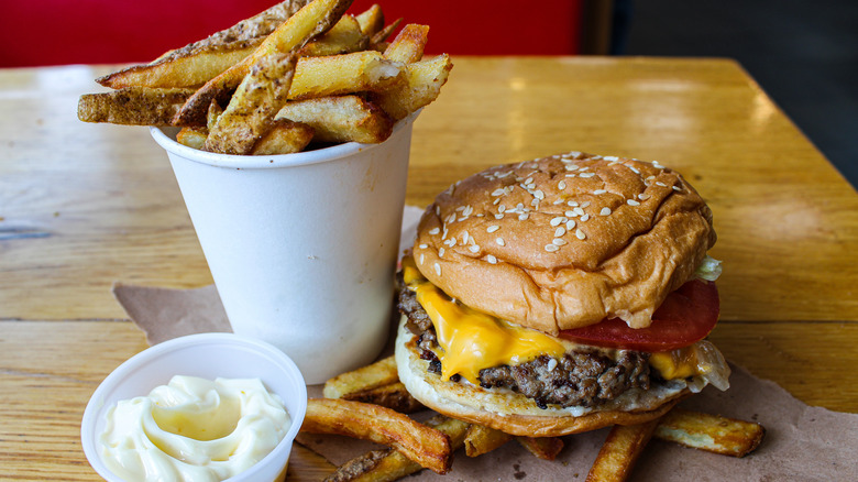 Five Guys fries and hamburger