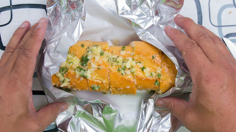 garlic bread in foil