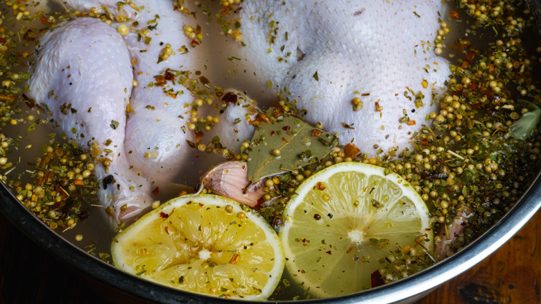 chicken brining with herbs and limes