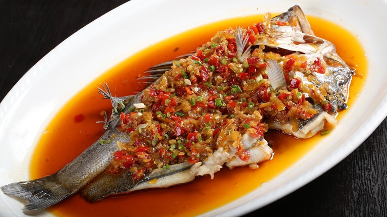 whole steamed carp with aromatics 
