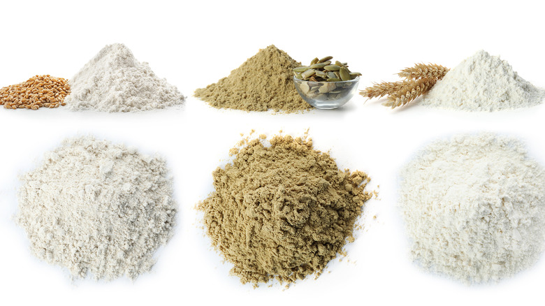 Several flours with source plants