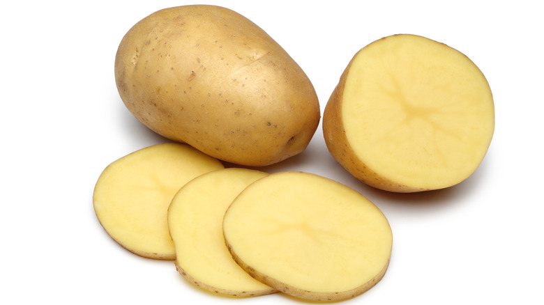 Sliced Yukon Gold potato 