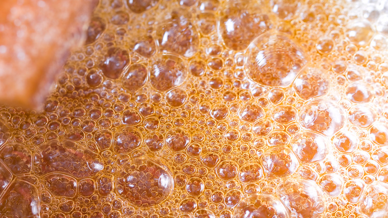 sugar boiling into caramel