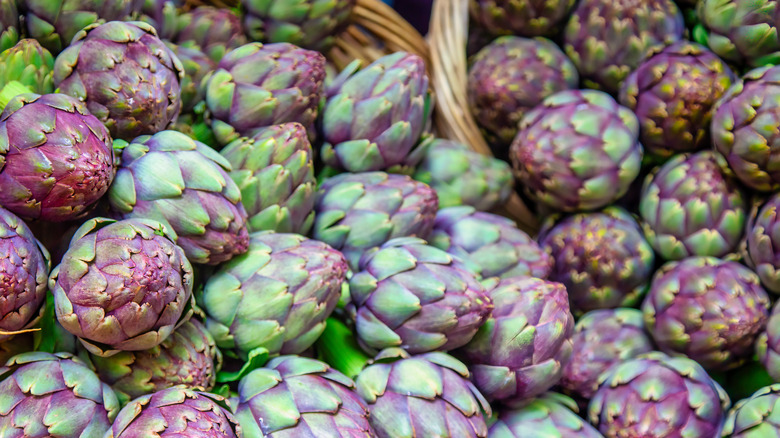 artichokes piled in baskets