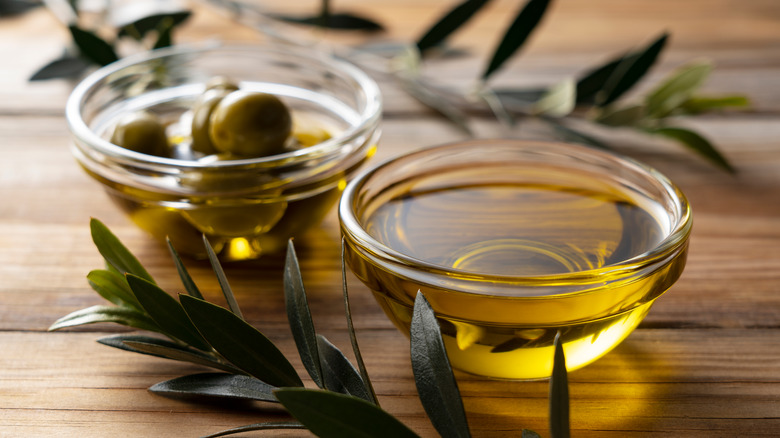 Bowls of olive oil 