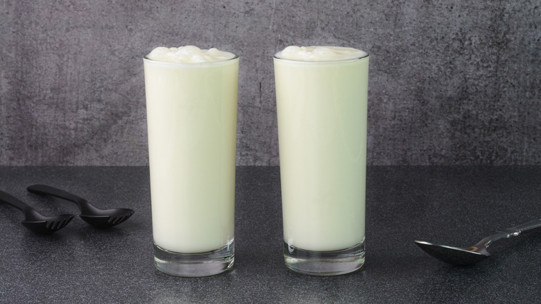 glasses of homemade buttermilk