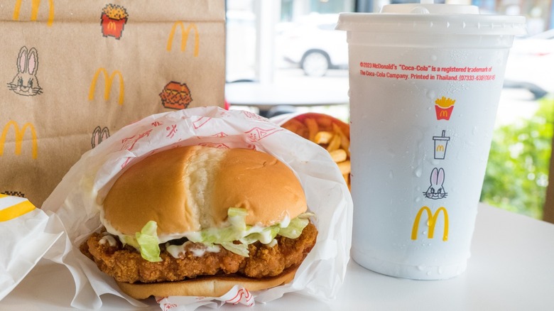 A McDonald's McCrispy Burger meal and coke