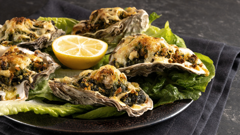 oysters rockefeller served on a platter