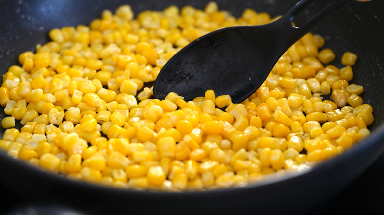 cookin corn kernels in pan