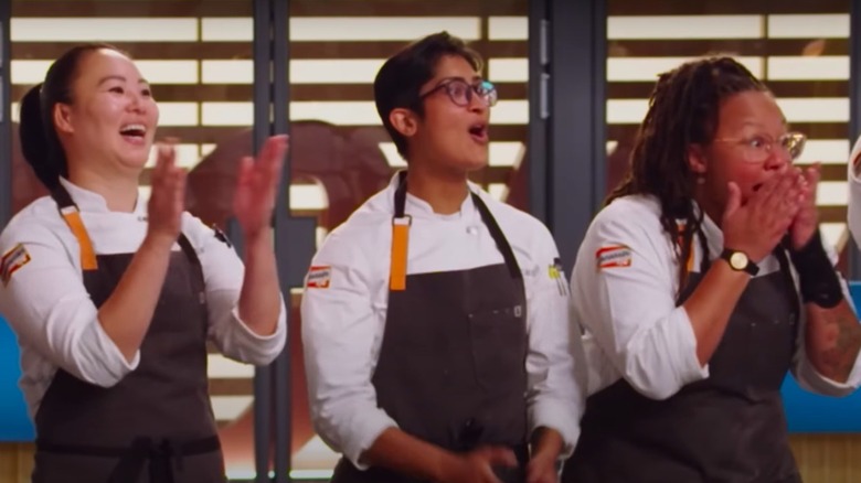 Top Chef contestants reacting in surprise