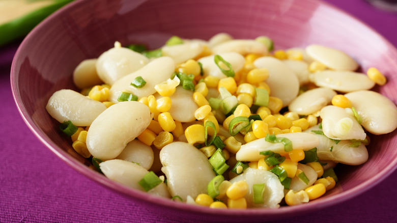 Salad of lima beans with corn and green onions