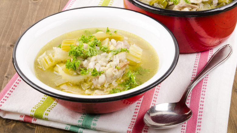 cock-a-leekie soup with celery