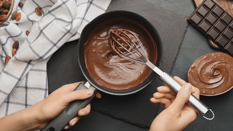 melted chocolate in a pan