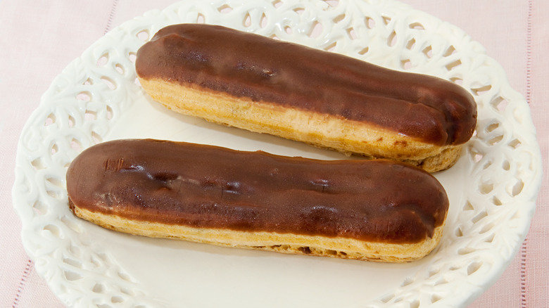 two eclairs on a plate