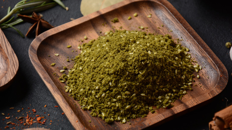 Za'atar on a wooden plate