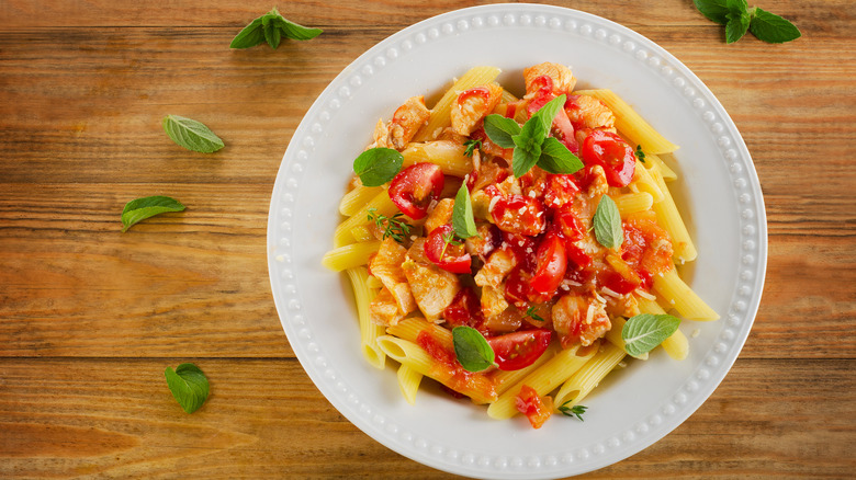 Pasta with herbs and marinara