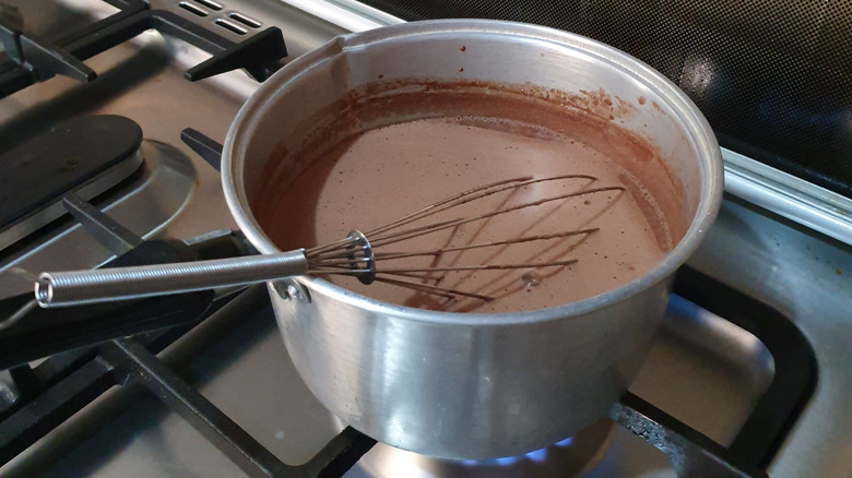 Pudding bubbling on stove