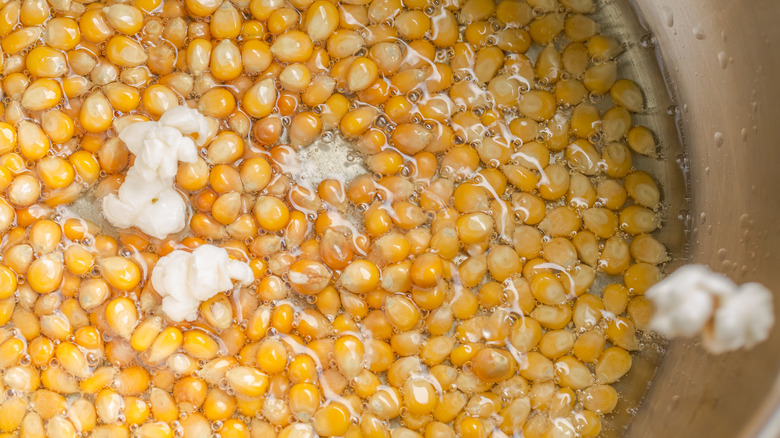 Corn kernels in a pan