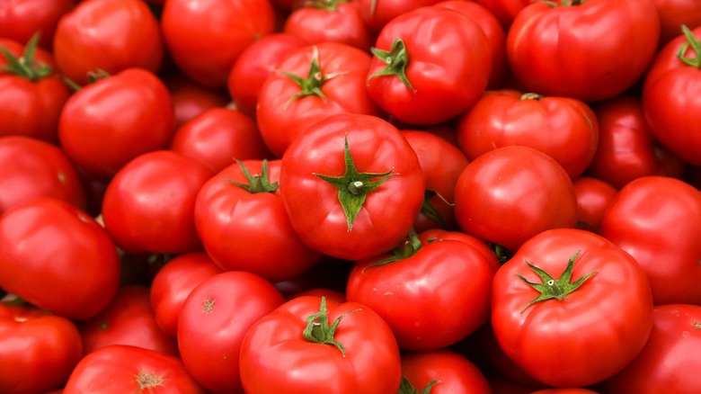 a large pile of tomatoes