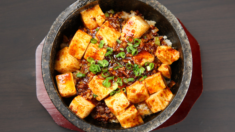 tofu mapo dofu in bowl